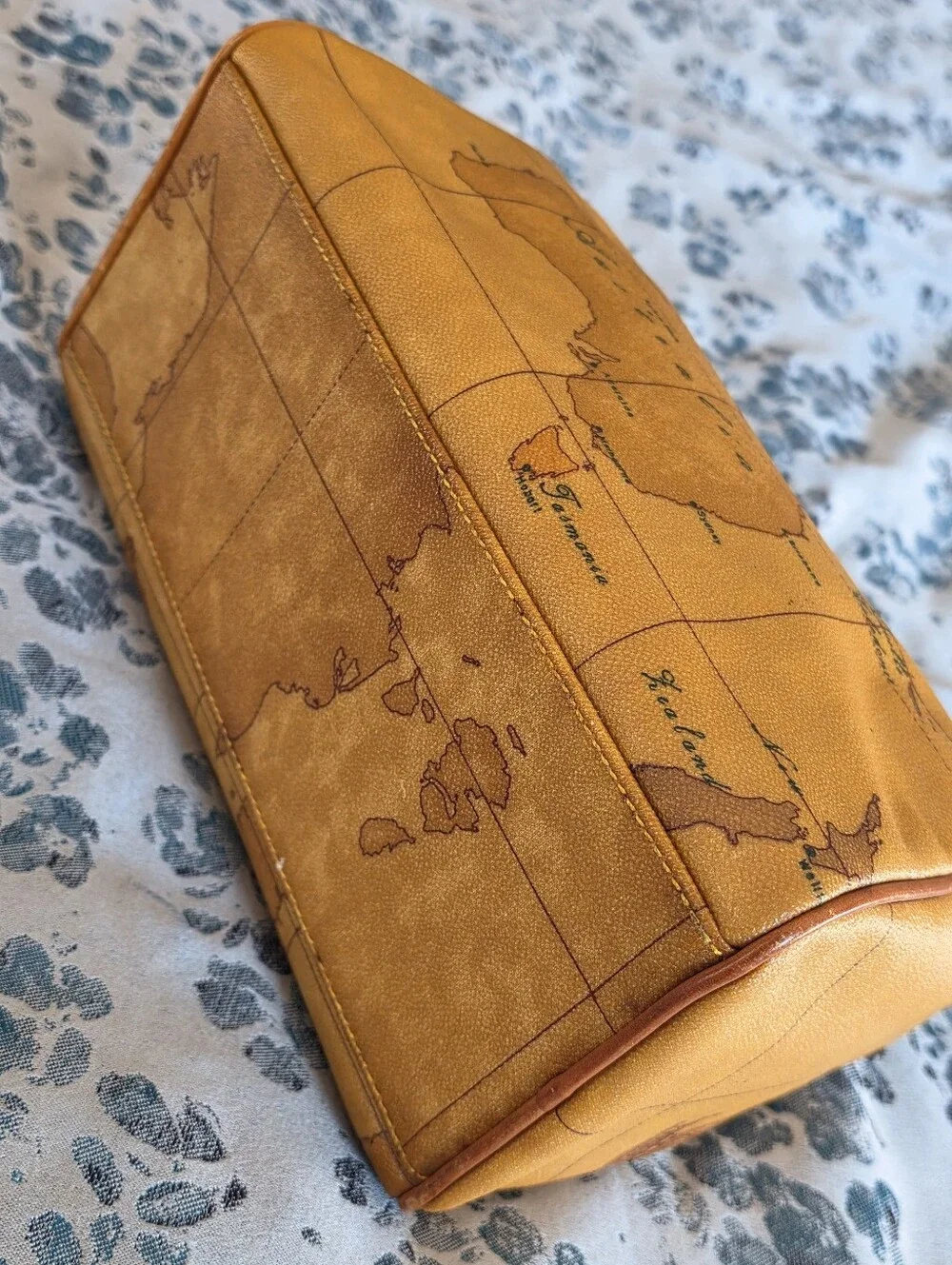 Authentic Alviero Martini Vintage Map-Print Satchel Handbag